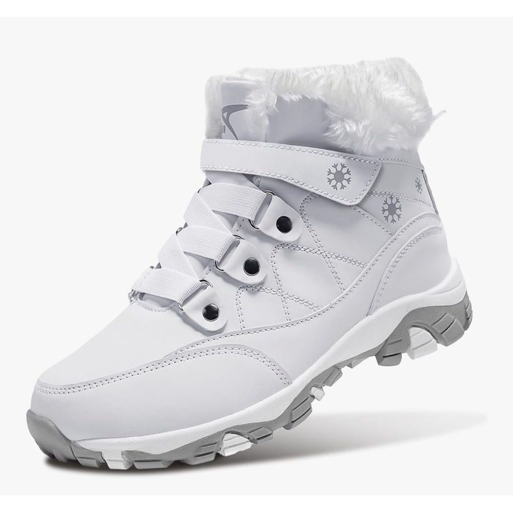 New Women's Warm Fur-Lined Winter/Outdoor Hiking Boots, Size 37 (US 6.5), White
